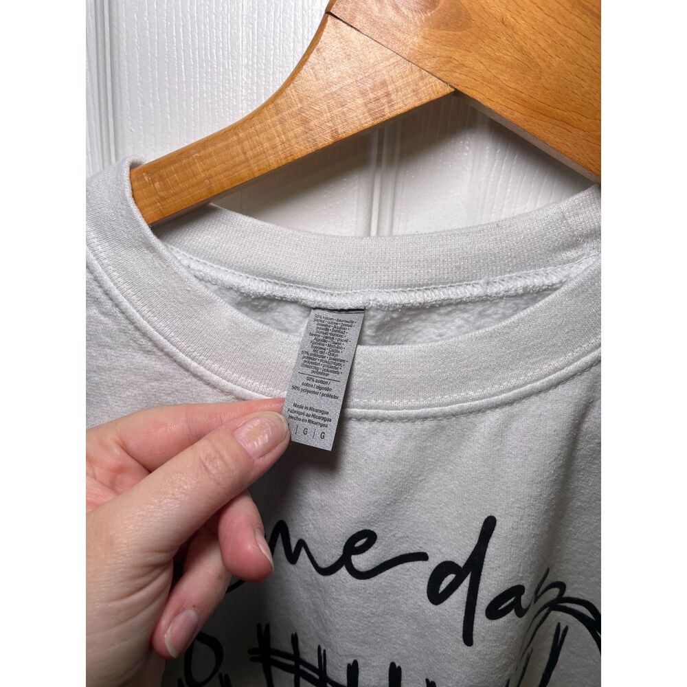 Game Day Football Graphic Sweatshirt Womens Large White Pullover - Picture 3 of 3